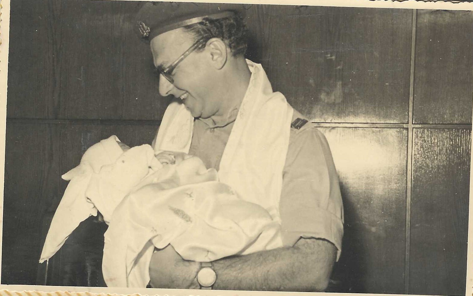 Jean holding First Born Dan Sinai Gilboa
